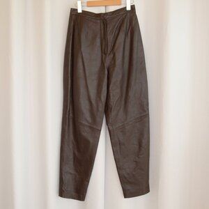 Lord & Taylor Brown Leather Barrel Pants Sz 4/6